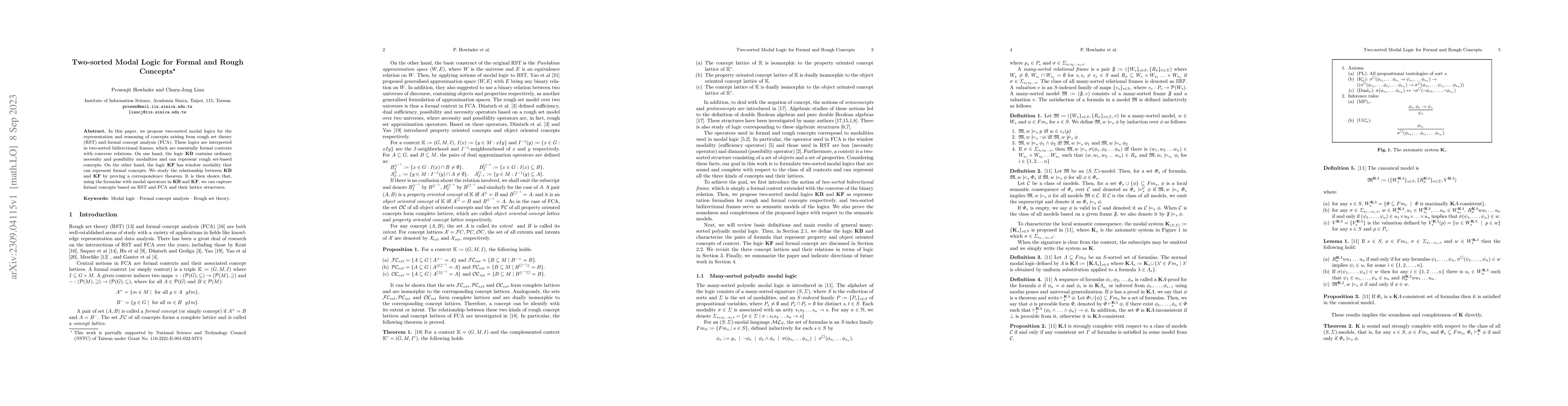 Thumbnail for Two-sorted Modal Logic for Formal and Rough Concepts