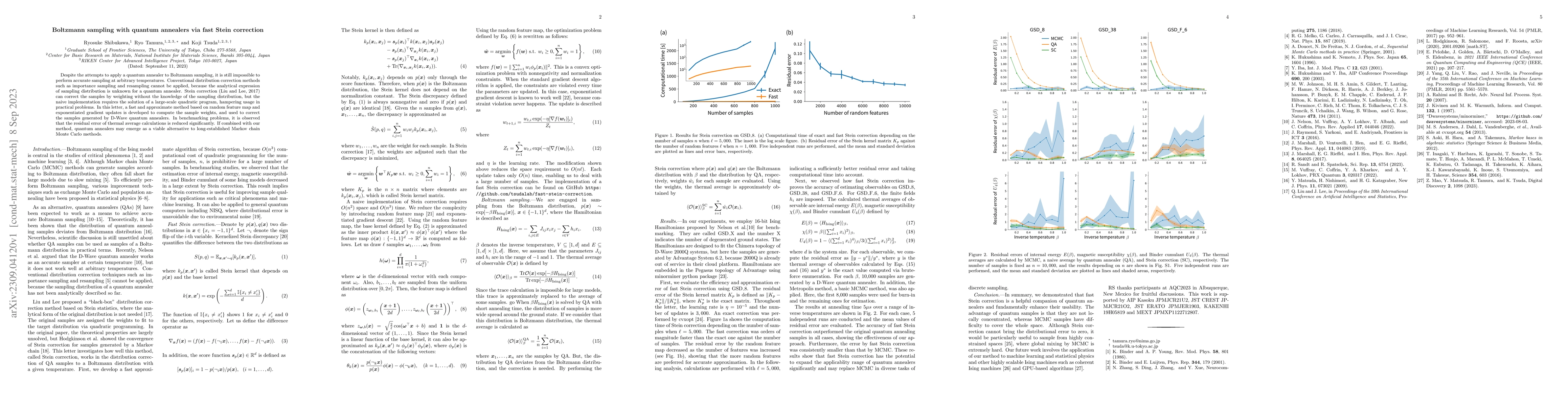 Thumbnail for Boltzmann sampling with quantum annealers via fast Stein correction
