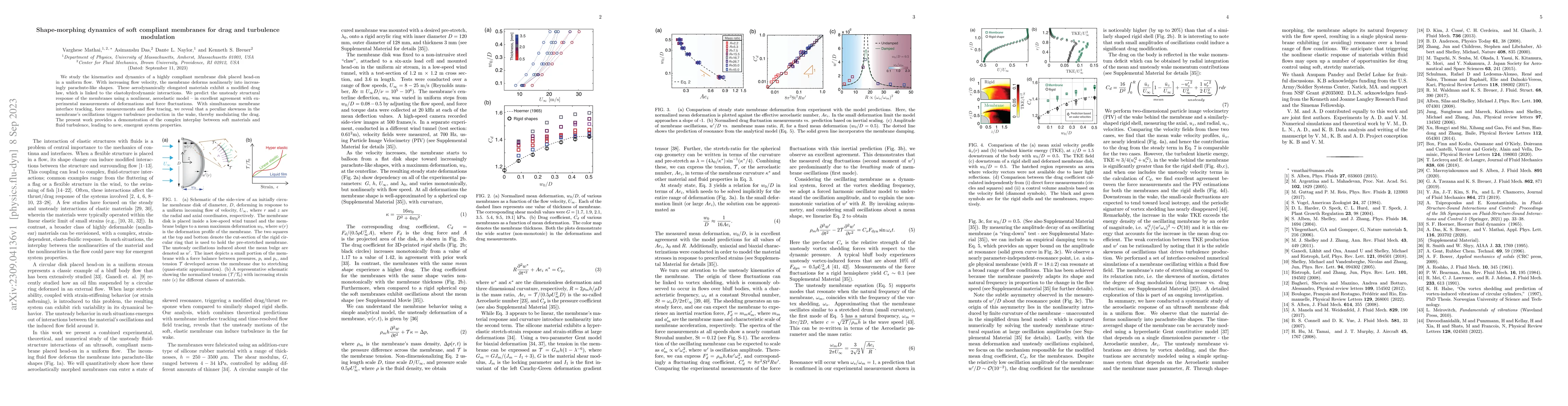 Thumbnail for Shape-Morphing Dynamics of Soft Compliant Membranes for Drag and
  Turbulence Modulation