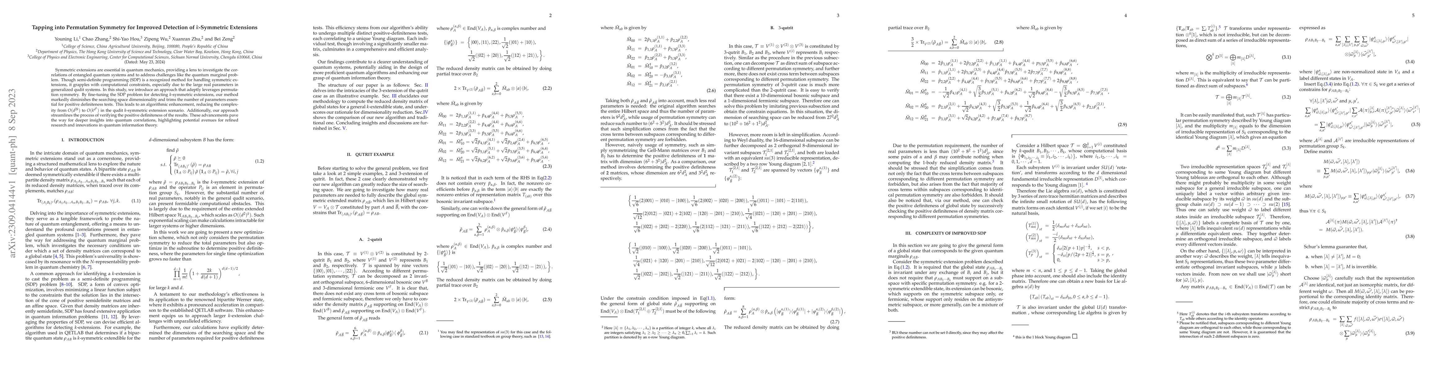 Thumbnail for Tapping into Permutation Symmetry for Improved Detection of k-Symmetric
  Extensions