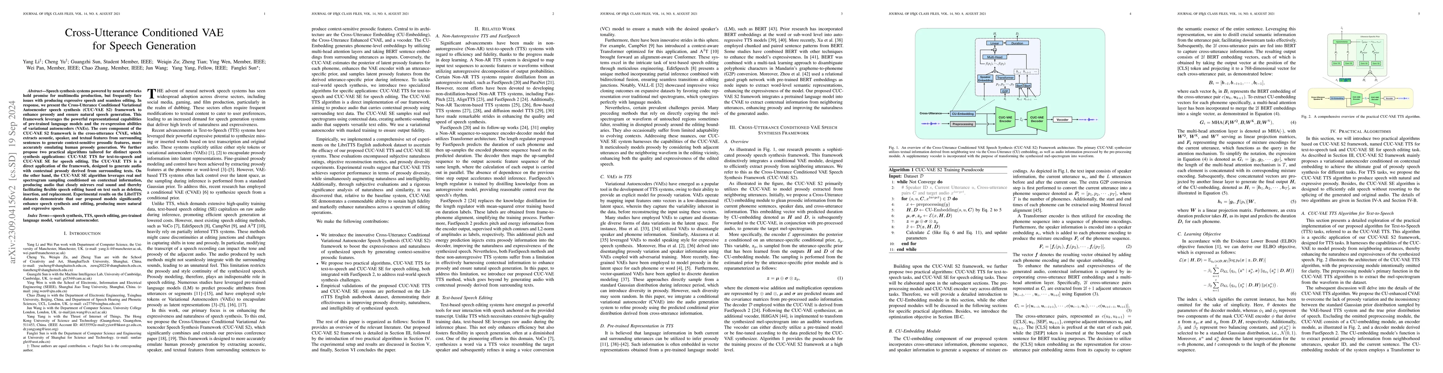Thumbnail for Cross-Utterance Conditioned VAE for Speech Generation