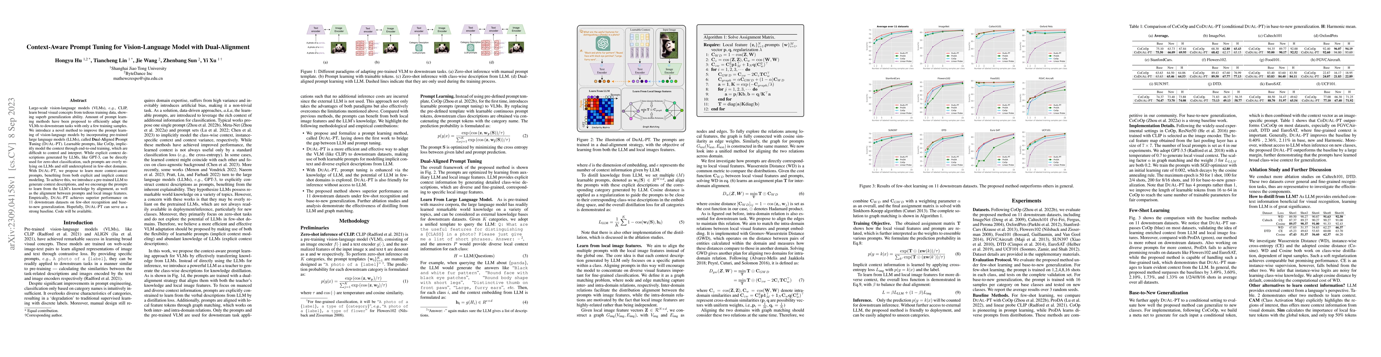 Thumbnail for Context-Aware Prompt Tuning for Vision-Language Model with
  Dual-Alignment
