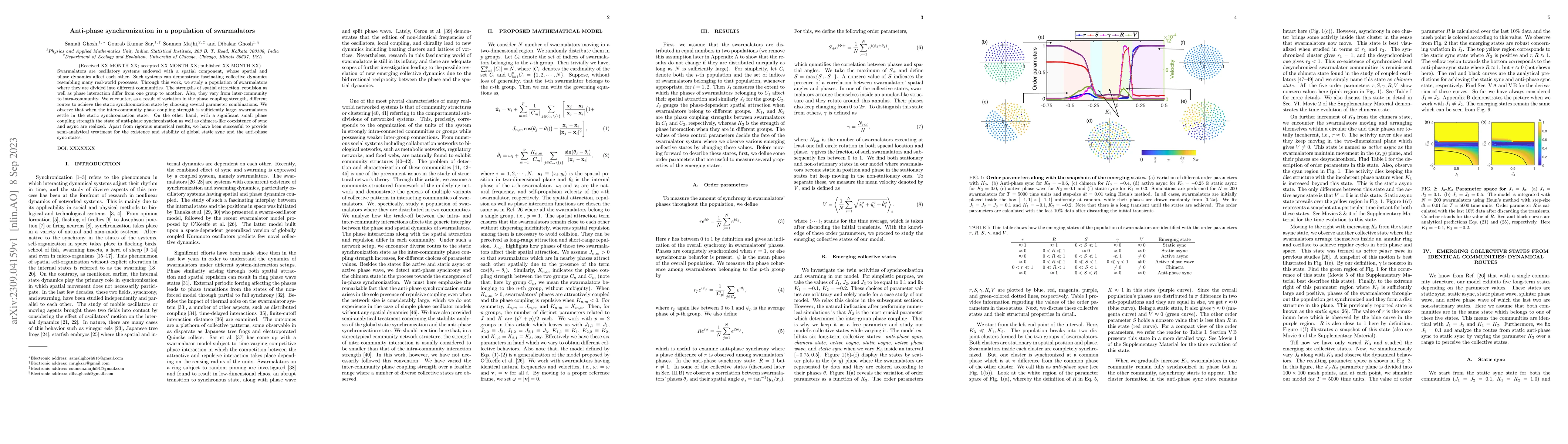 Thumbnail for Anti-phase synchronization in a population of swarmalators