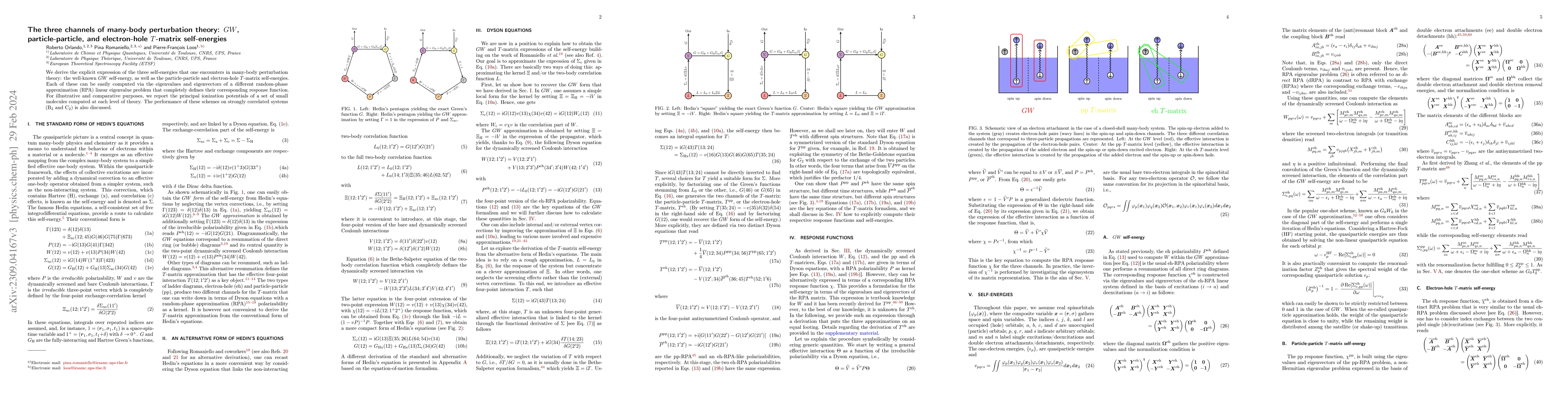 Thumbnail for The three channels of many-body perturbation theory: $GW$,
  particle-particle, and electron-hole $T$-matrix self-energies