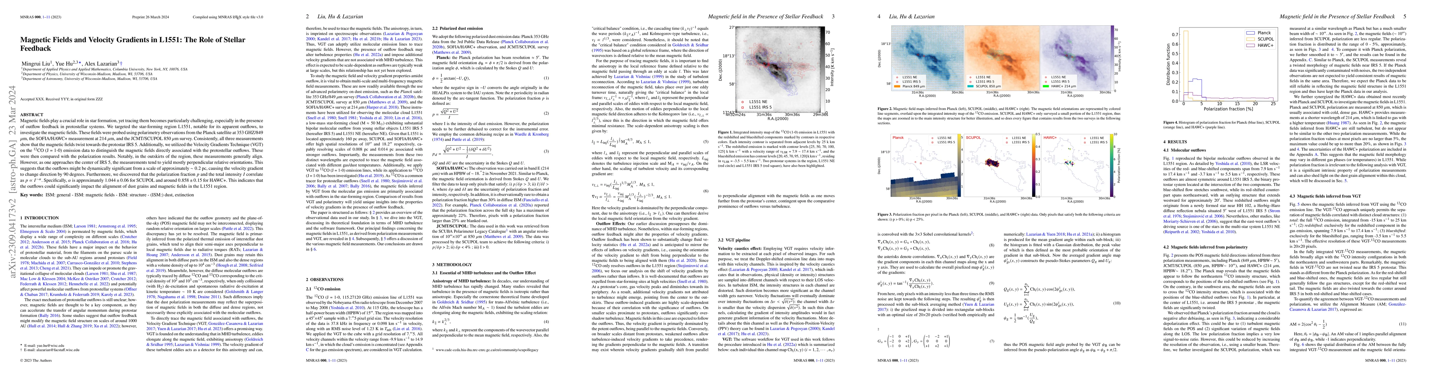 Thumbnail for Magnetic Fields and Velocity Gradients in L1551: The Role of Stellar
  Feedback