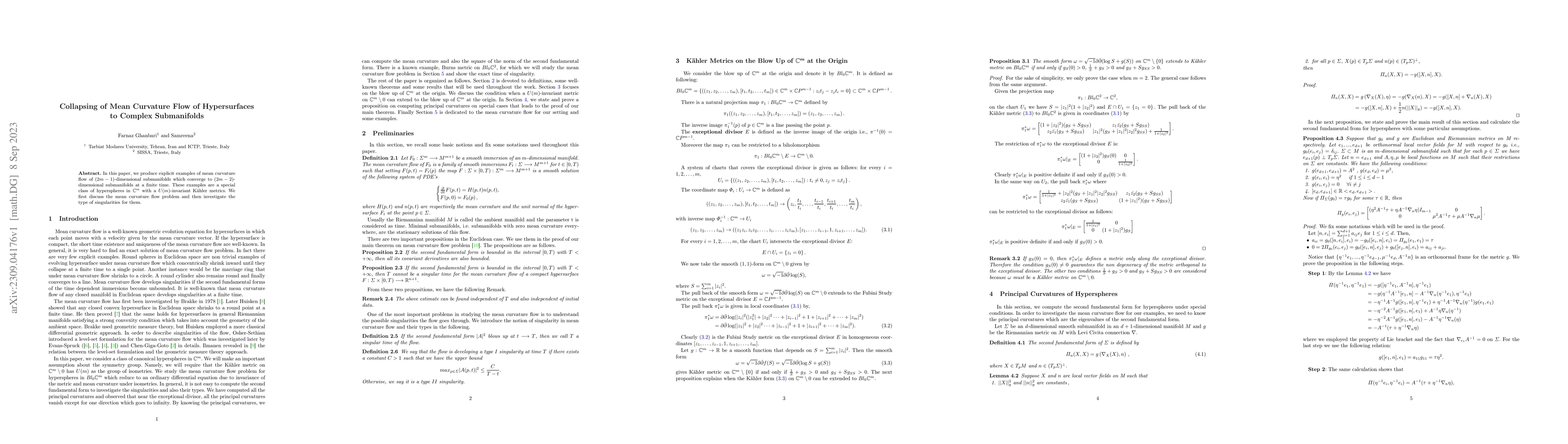 Thumbnail for Collapsing of Mean Curvature Flow of Hypersurfaces to Complex
  Submanifolds