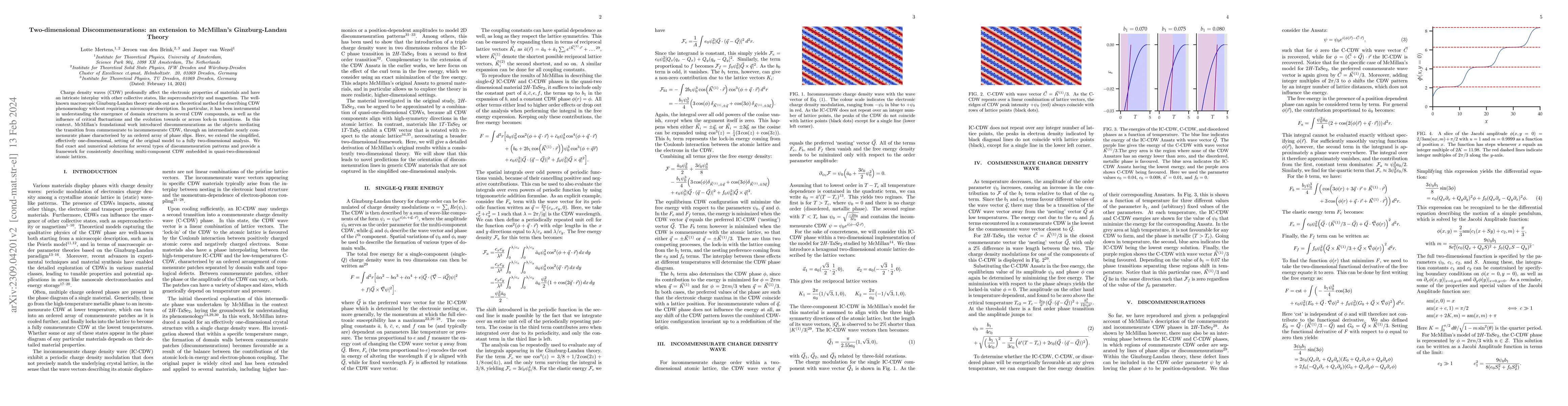 Thumbnail for Two-dimensional Discommensurations: an extension to McMillan's
  Ginzburg-Landau Theory