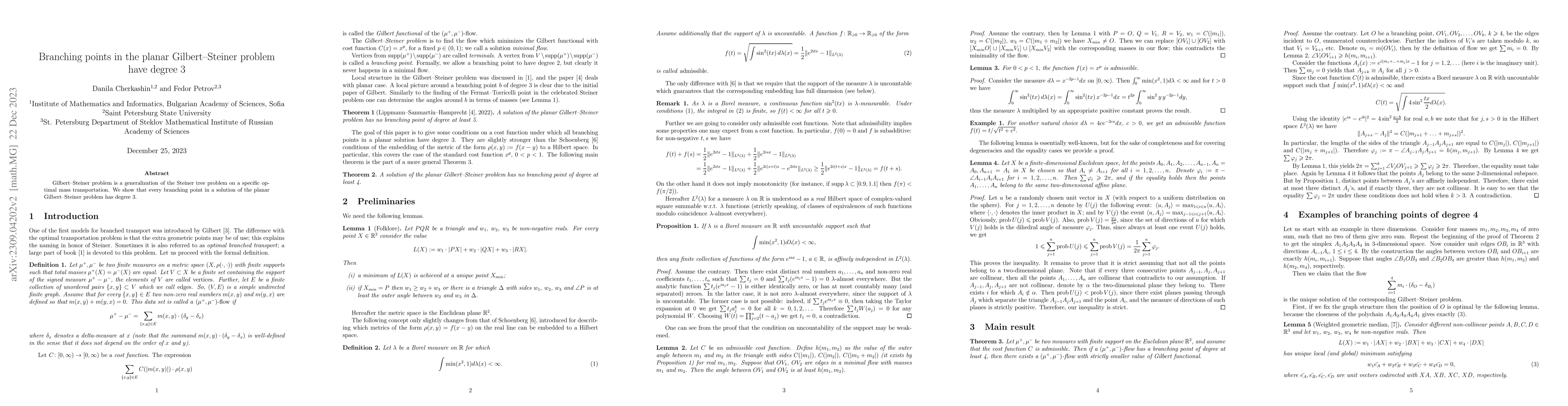 Thumbnail for Branching points in the planar Gilbert--Steiner problem have degree 3