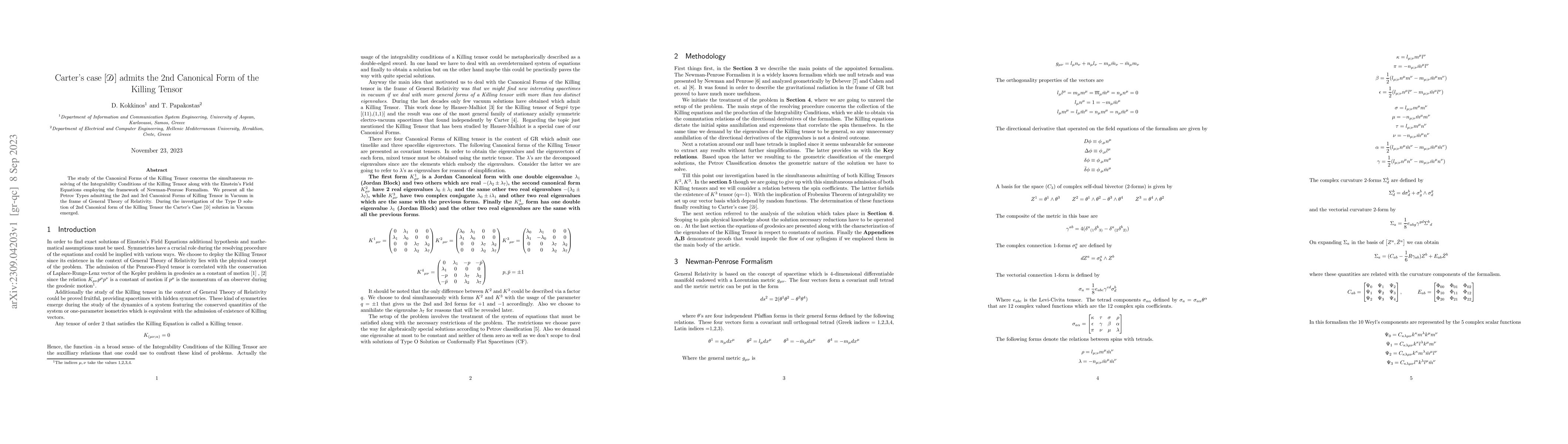 Thumbnail for Carter's case [D] admits the 2nd Canonical Form of the Killing Tensor