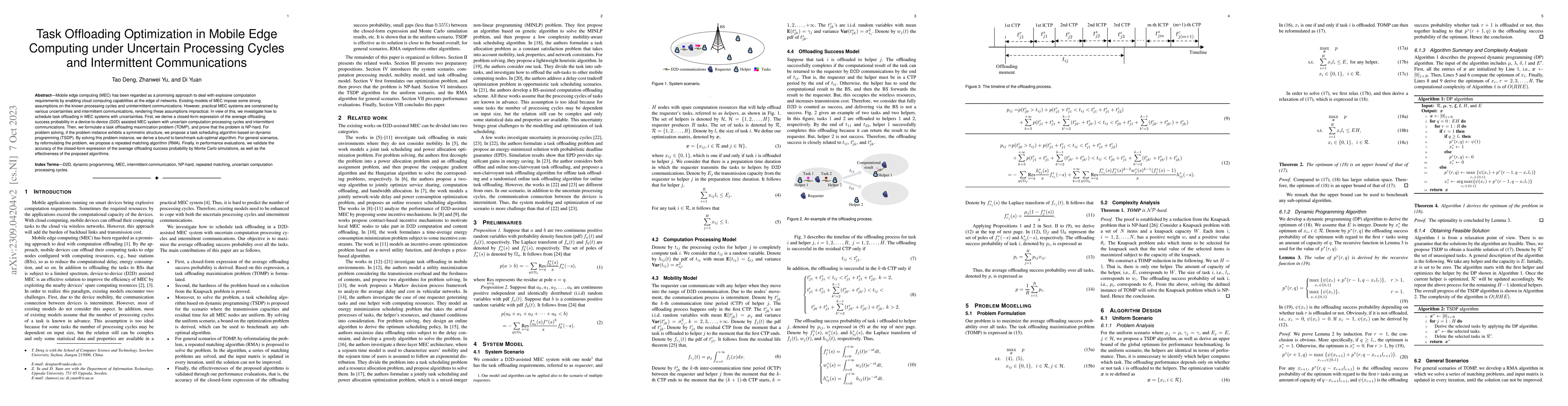 Thumbnail for Task Offloading Optimization in Mobile Edge Computing under Uncertain
  Processing Cycles and Intermittent Communications