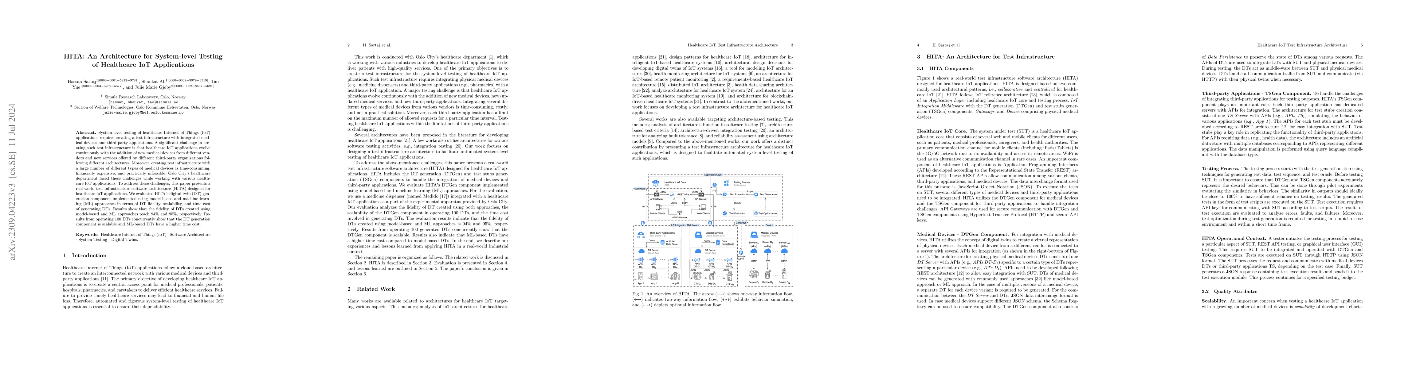 Thumbnail for HITA: An Architecture for System-level Testing of Healthcare IoT
  Applications