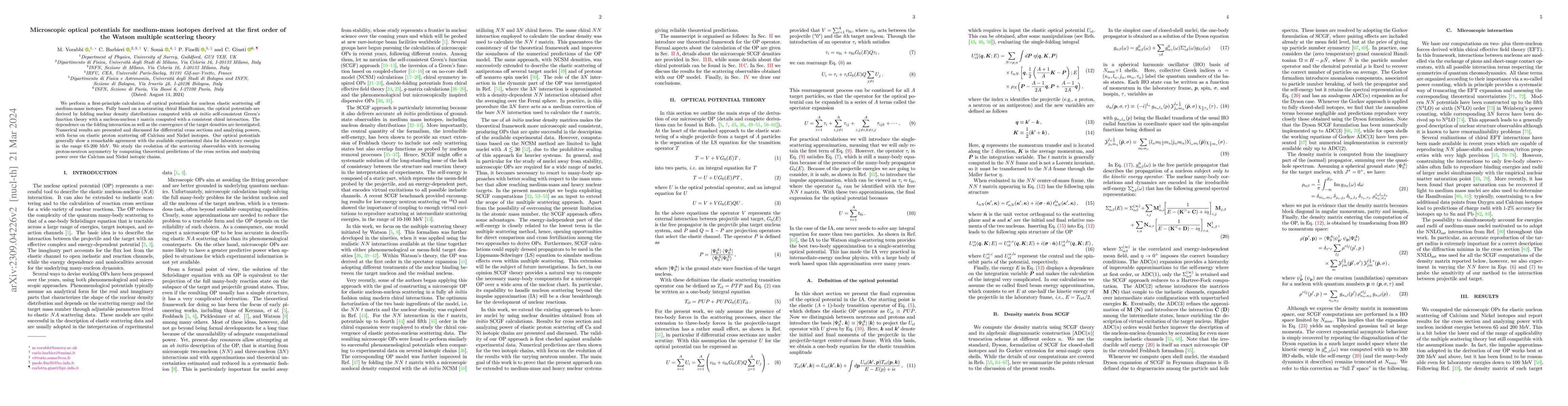 Thumbnail for Microscopic optical potentials for medium-mass isotopes derived at the
  first order of the Watson multiple scattering theory