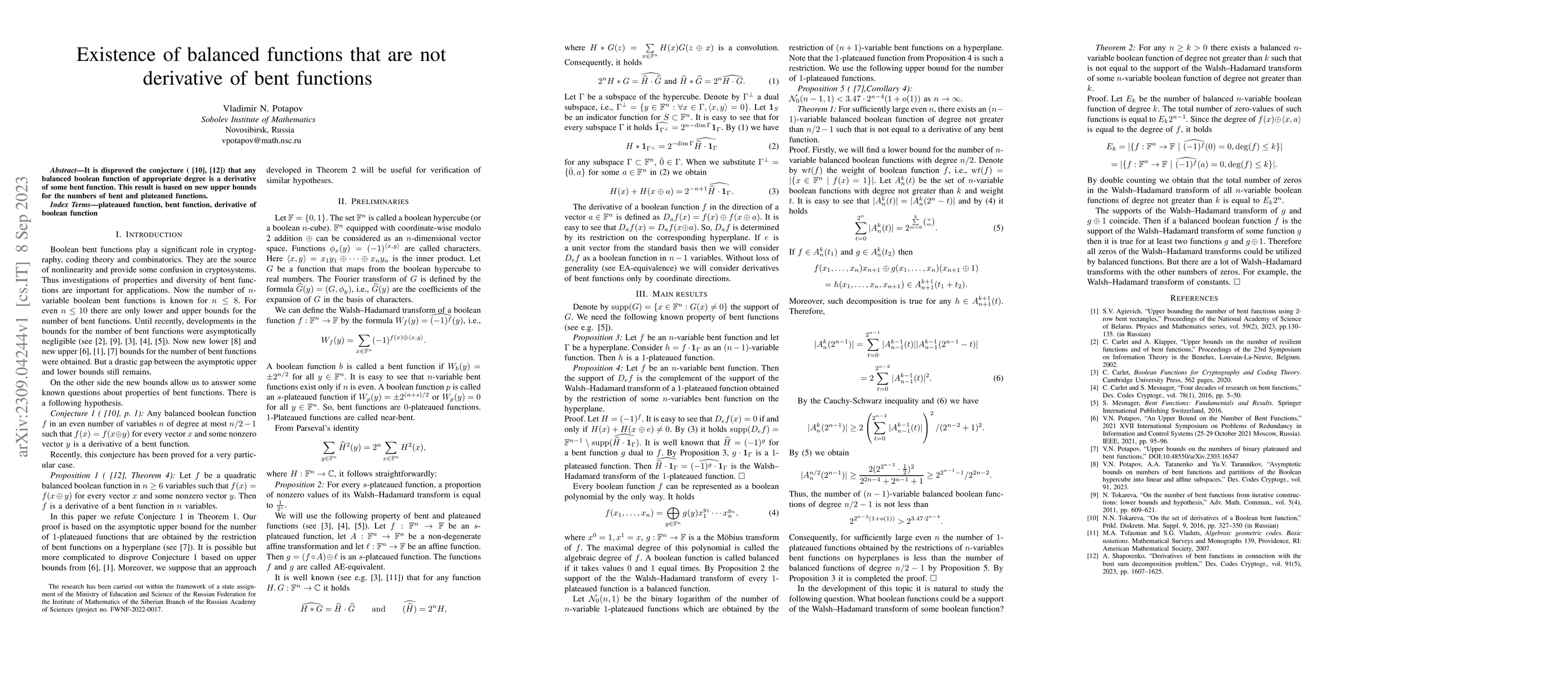 Thumbnail for Existence of balanced functions that are not derivative of bent
  functions