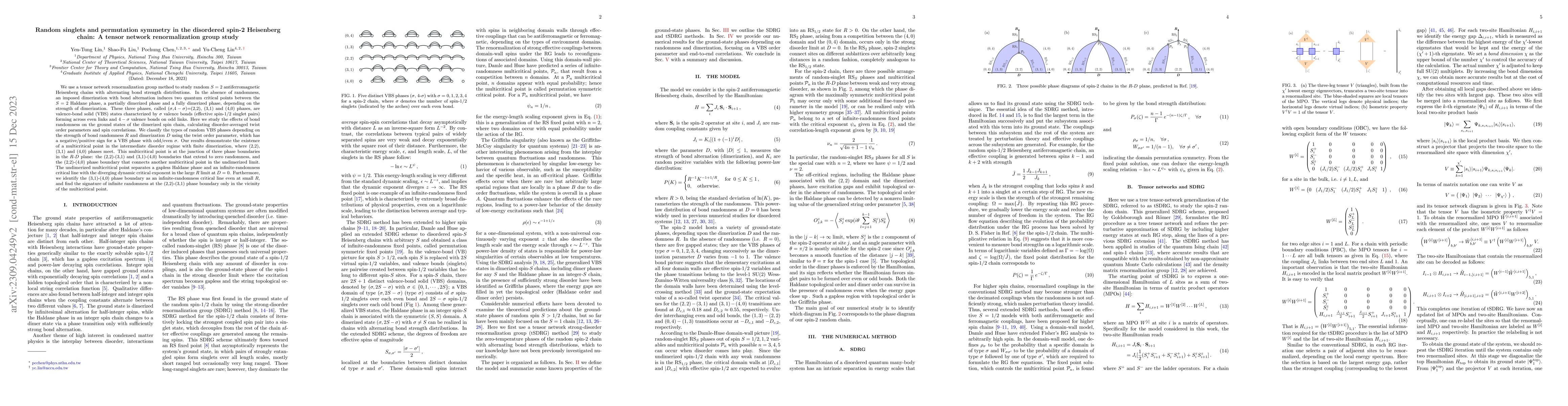 Thumbnail for Random singlets and permutation symmetry in the disordered spin-2
  Heisenberg chain: A tensor network renormalization group study