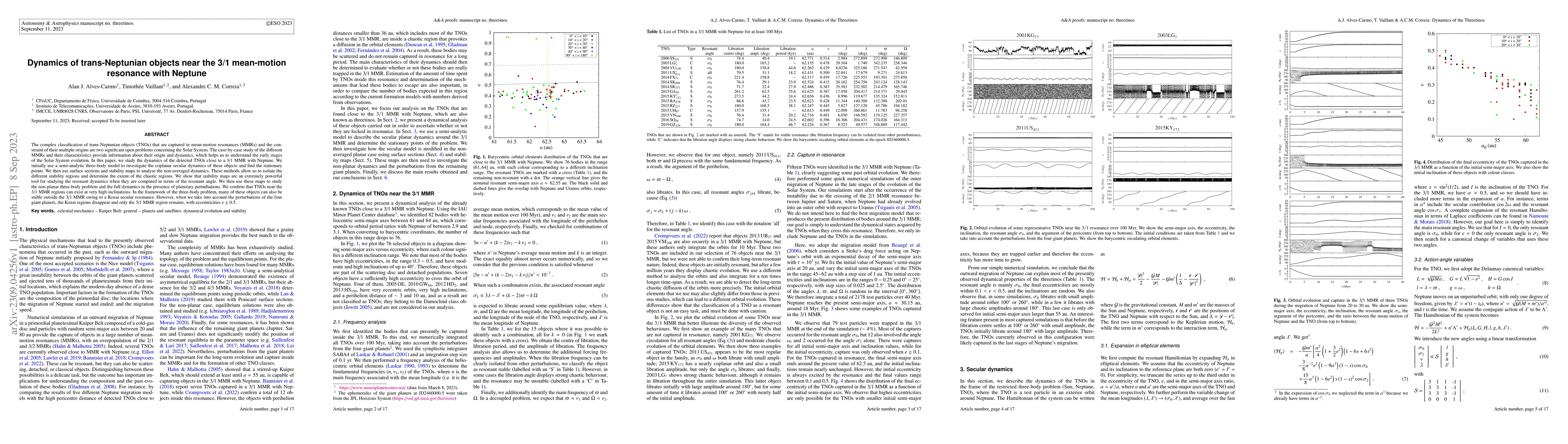 Thumbnail for Dynamics of trans-Neptunian objects near the 3/1 mean-motion resonance
  with Neptune