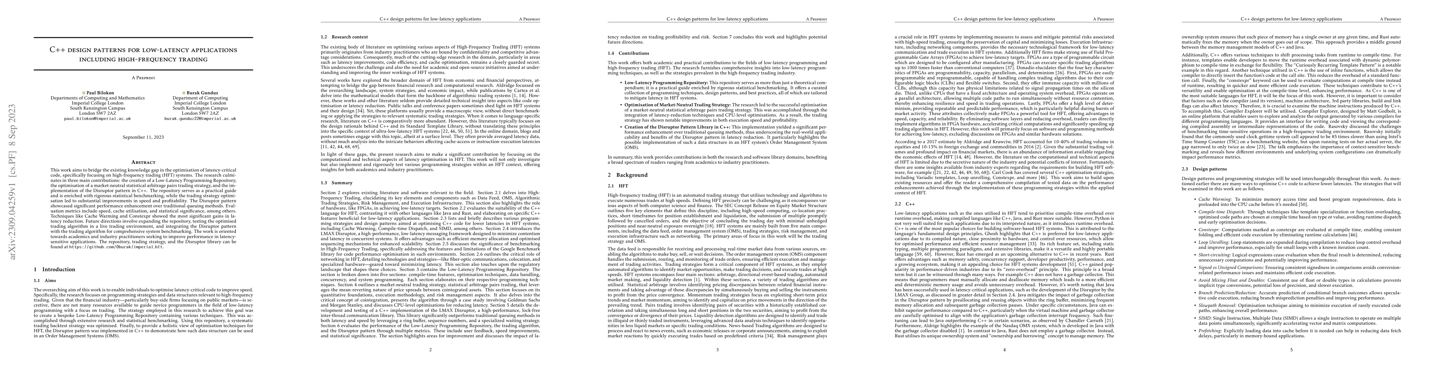 Thumbnail for C++ Design Patterns for Low-latency Applications Including
  High-frequency Trading