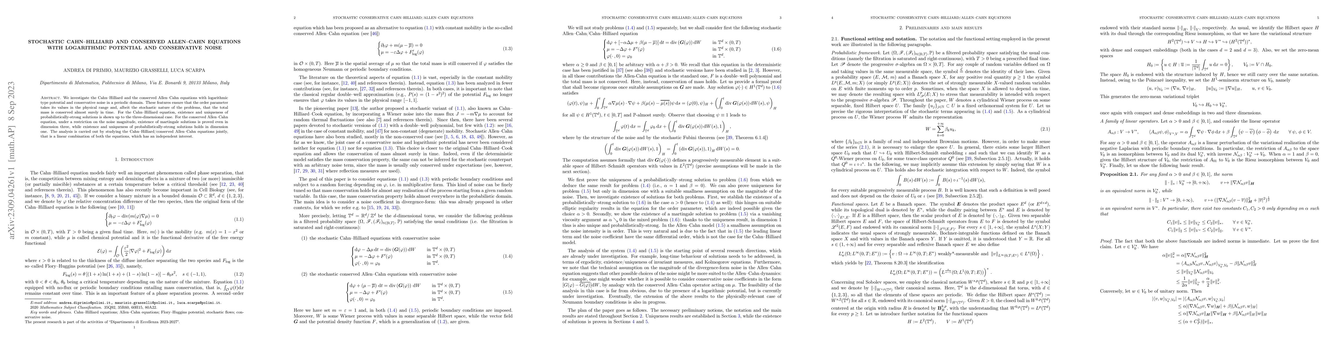 Thumbnail for Stochastic Cahn-Hilliard and conserved Allen-Cahn equations with
  logarithmic potential and conservative noise