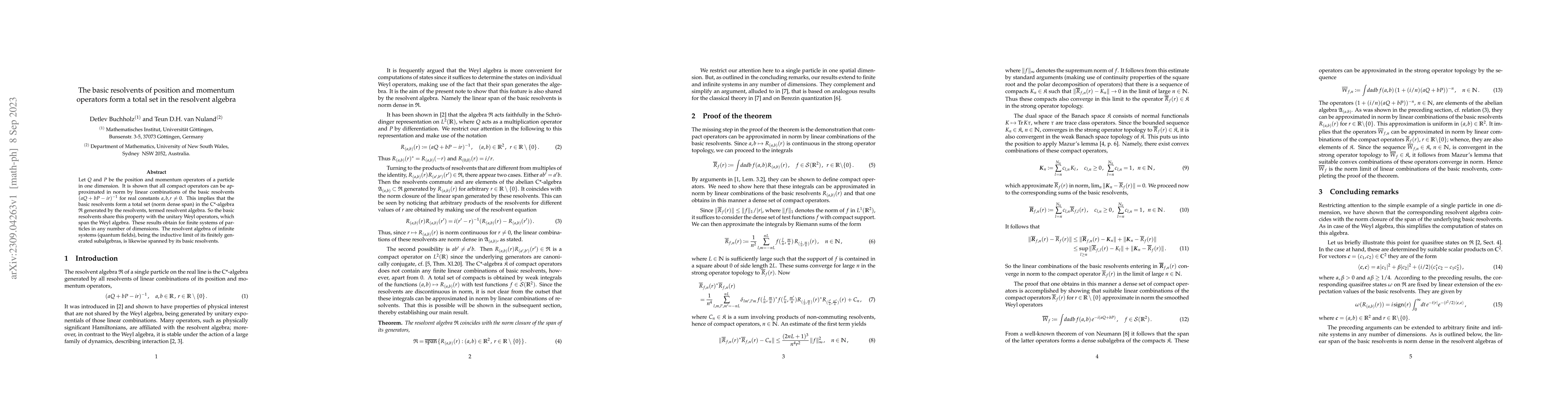 Thumbnail for The basic resolvents of position and momentum operators form a total set
  in the resolvent algebra