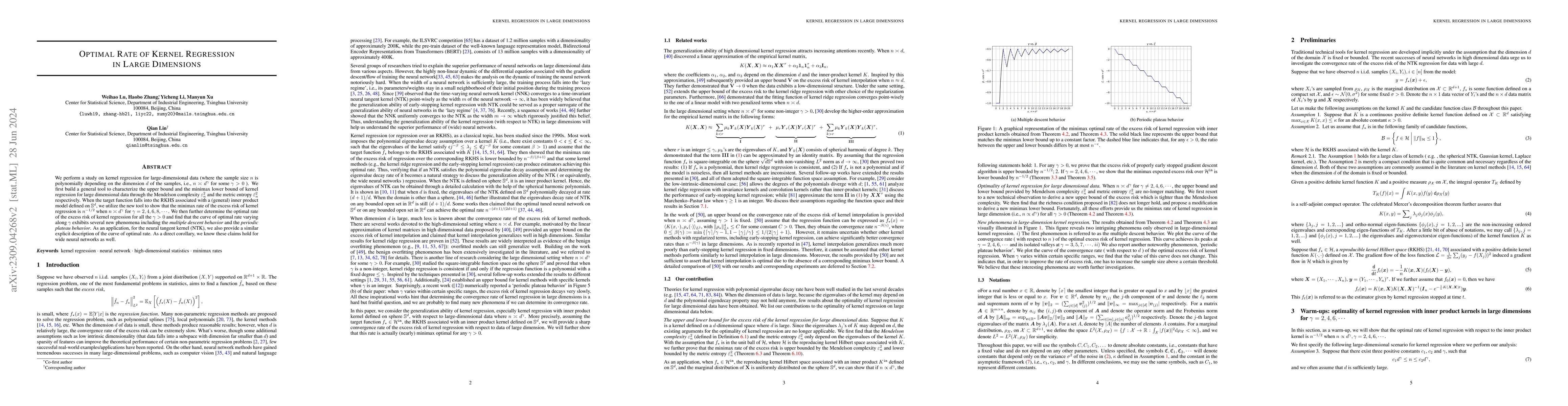 Thumbnail for Optimal Rate of Kernel Regression in Large Dimensions