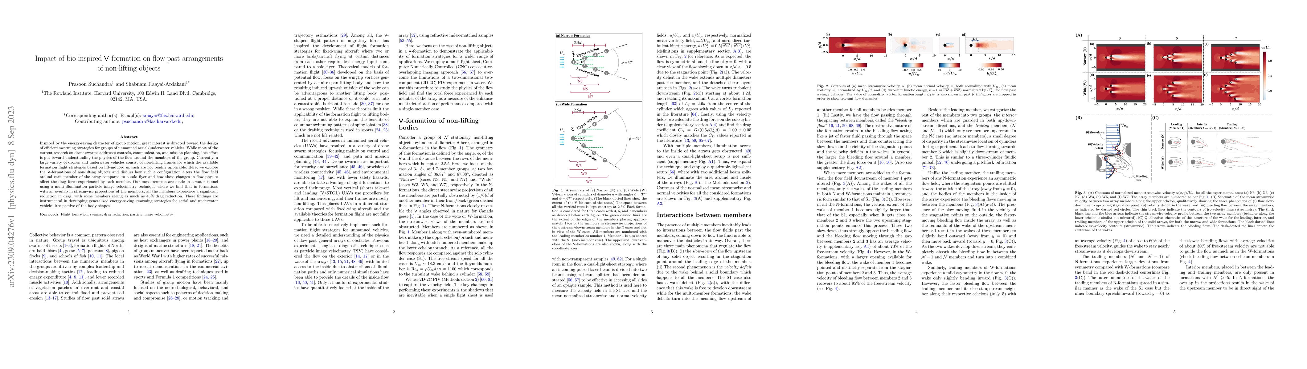 Thumbnail for Impact of bio-inspired V-formation on flow past arrangements of
  non-lifting objects