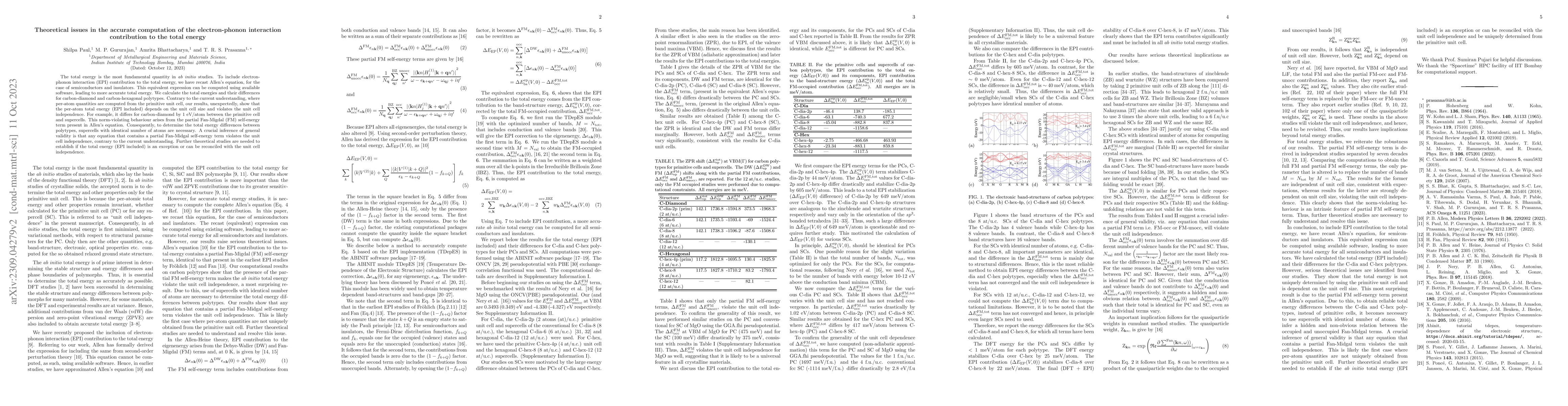 Thumbnail for Theoretical issues in the accurate computation of the electron-phonon
  interaction contribution to the total energy