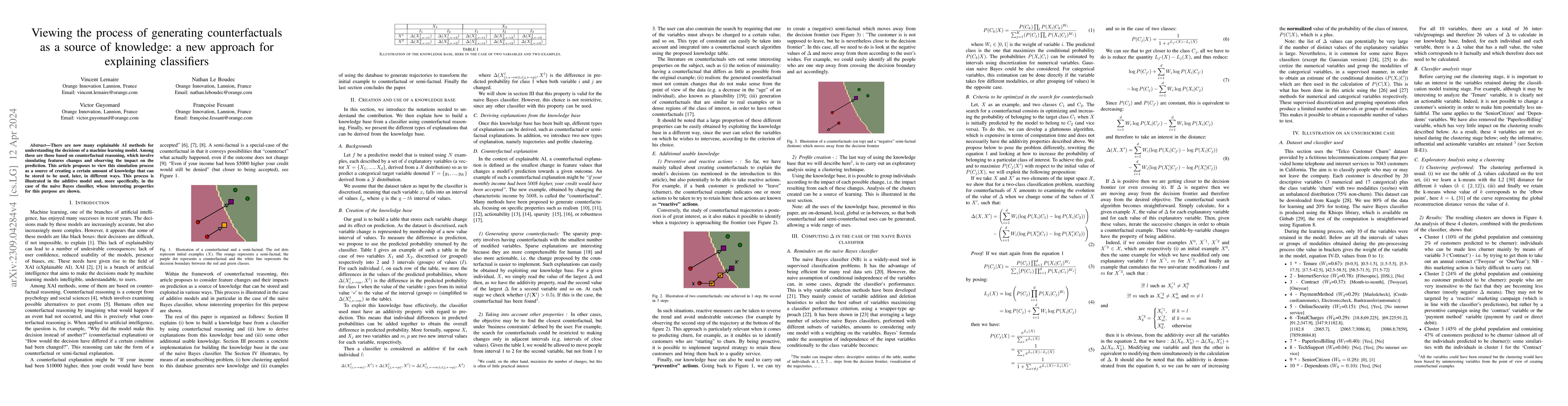 Thumbnail for Viewing the process of generating counterfactuals as a source of
  knowledge: a new approach for explaining classifiers