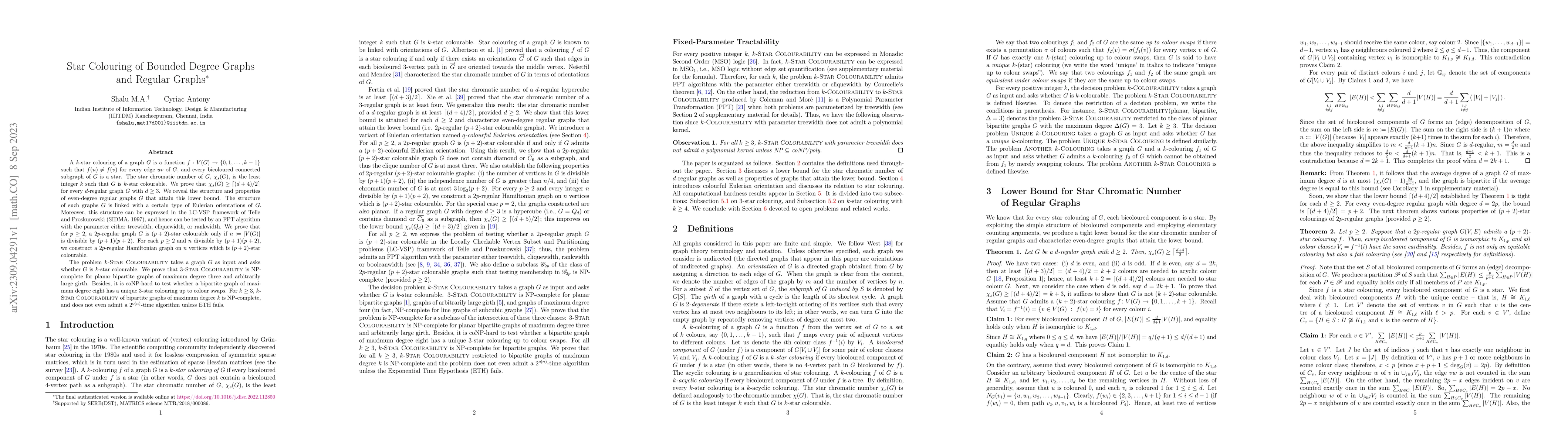 Thumbnail for Star Colouring of Bounded Degree Graphs and Regular Graphs