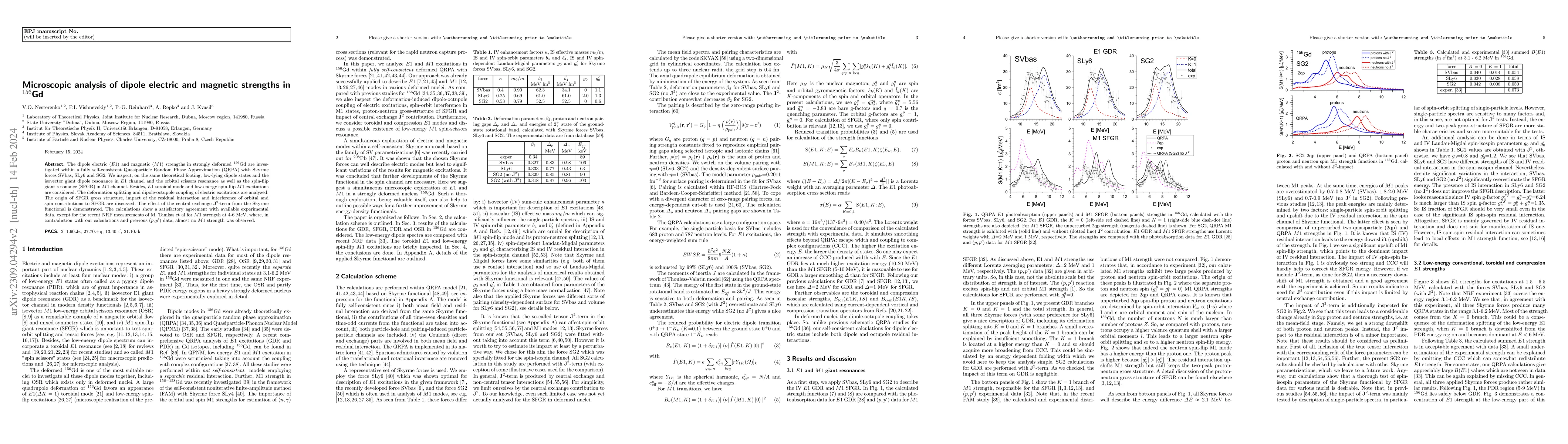 Thumbnail for Microscopic analysis of dipole electric and magnetic strengths in
  $^{156}$Gd