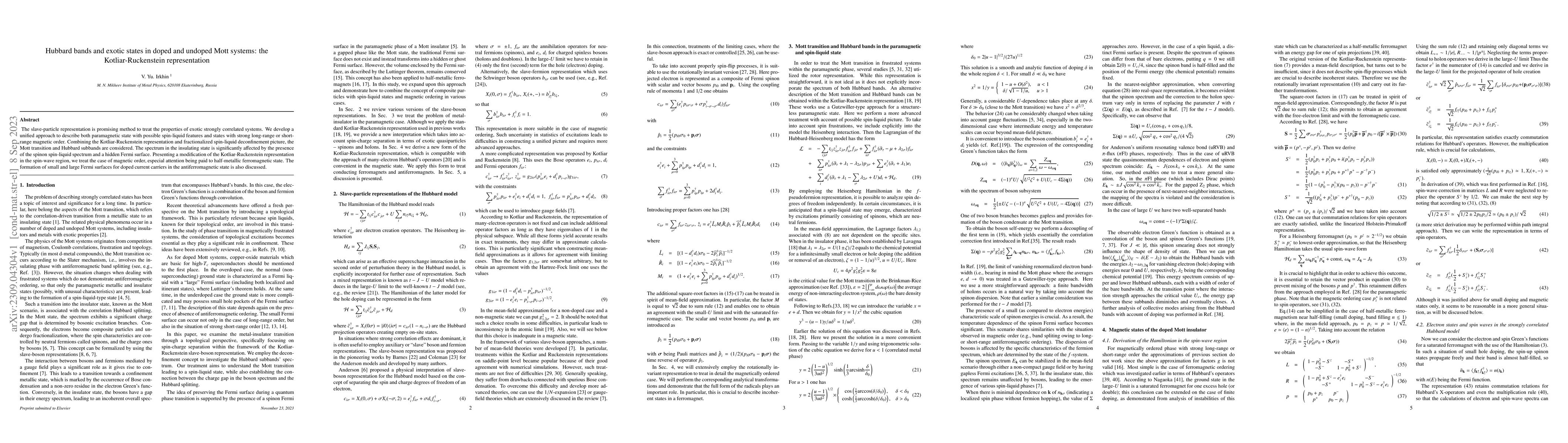 Thumbnail for Hubbard Bands and Exotic States in Doped and Undoped Mott Systems: The
  Kotliar-Ruckenstein Representation