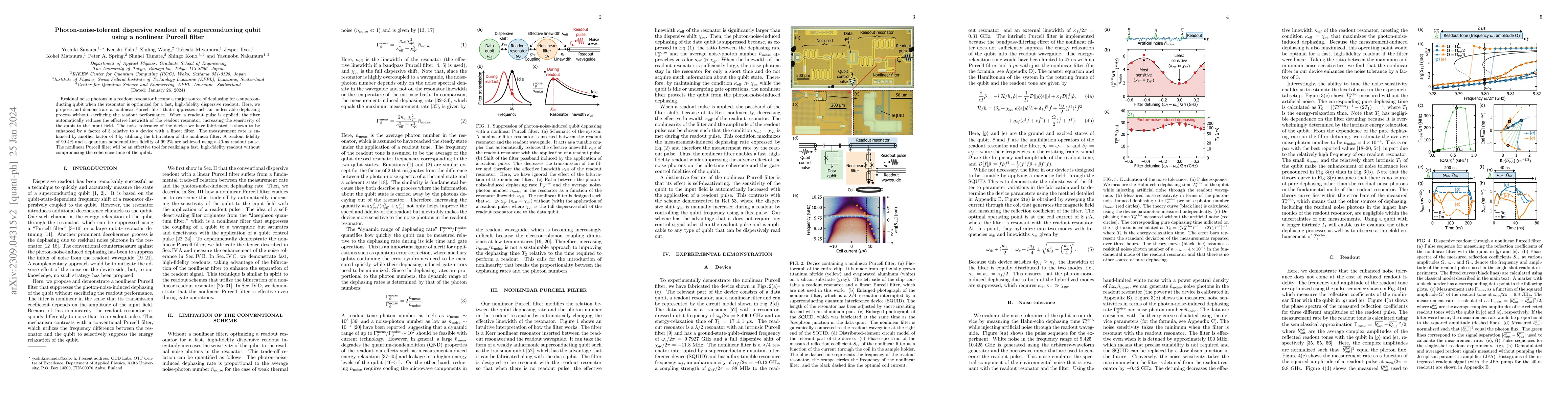 Thumbnail for Photon-noise-tolerant dispersive readout of a superconducting qubit
  using a nonlinear Purcell filter