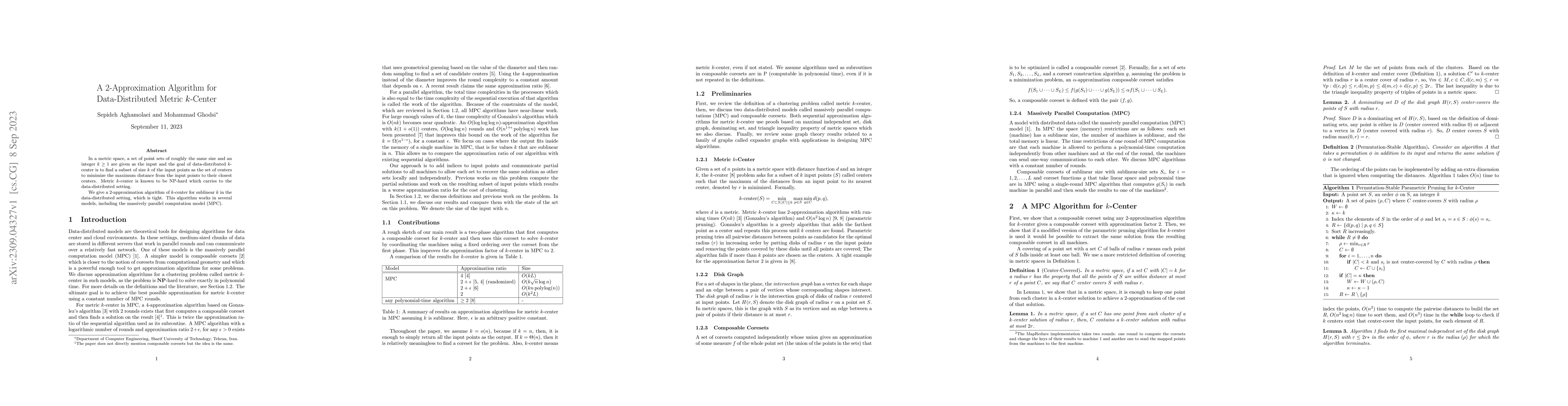 Thumbnail for A 2-Approximation Algorithm for Data-Distributed Metric k-Center