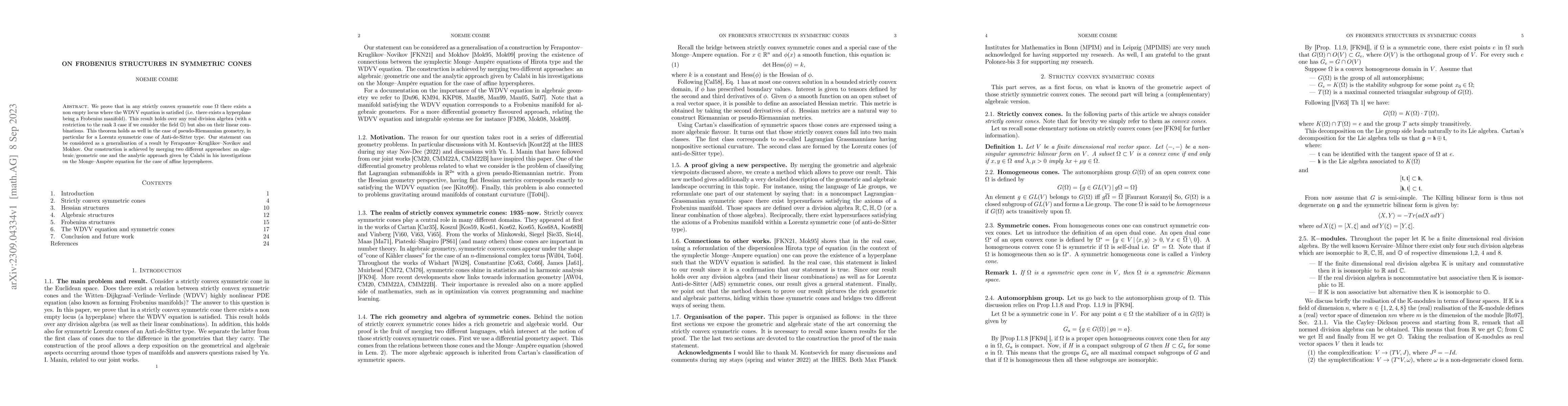 Thumbnail for On Frobenius structures in symmetric cones