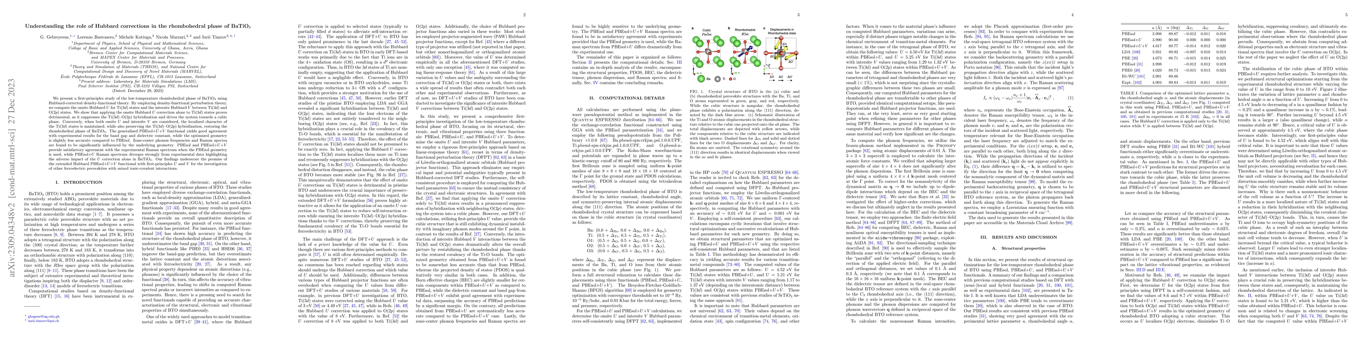 Thumbnail for Understanding the role of Hubbard corrections in the rhombohedral phase
  of BaTiO$_3$