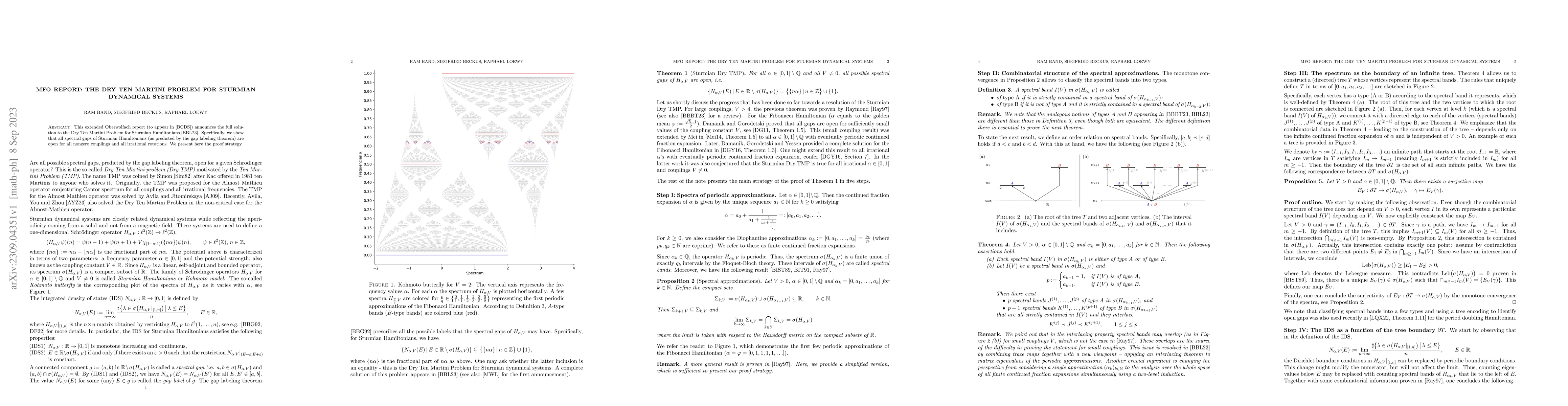 Thumbnail for MFO Report: The dry ten Martini problem for Sturmian dynamical systems