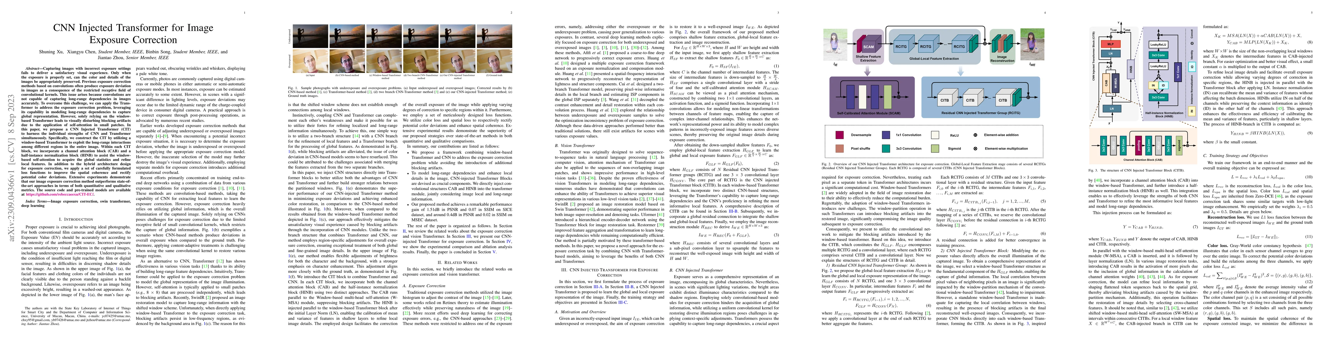 Thumbnail for CNN Injected Transformer for Image Exposure Correction