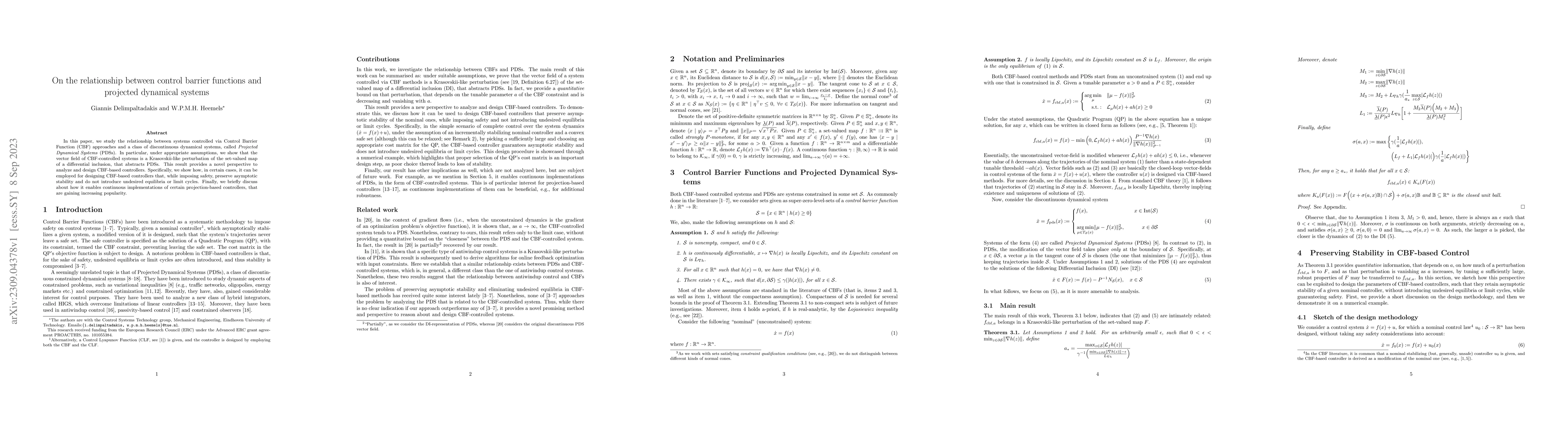 Thumbnail for On the relationship between control barrier functions and projected
  dynamical systems