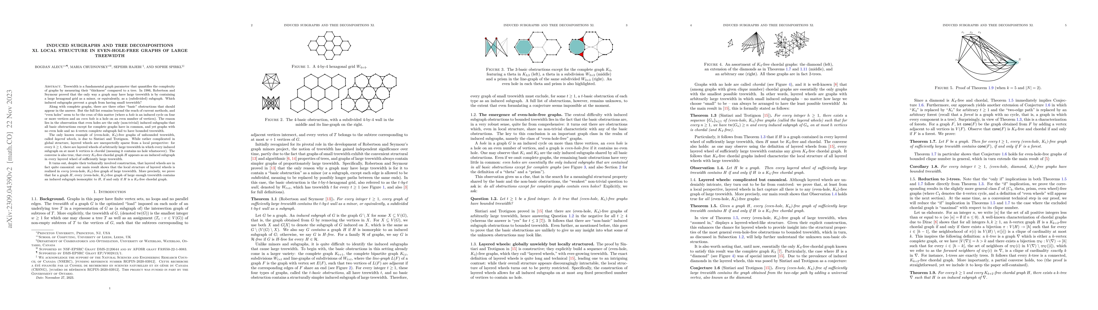 Thumbnail for Induced subgraphs and tree decompositions XI. Local structure in
  even-hole-free graphs of large treewidth