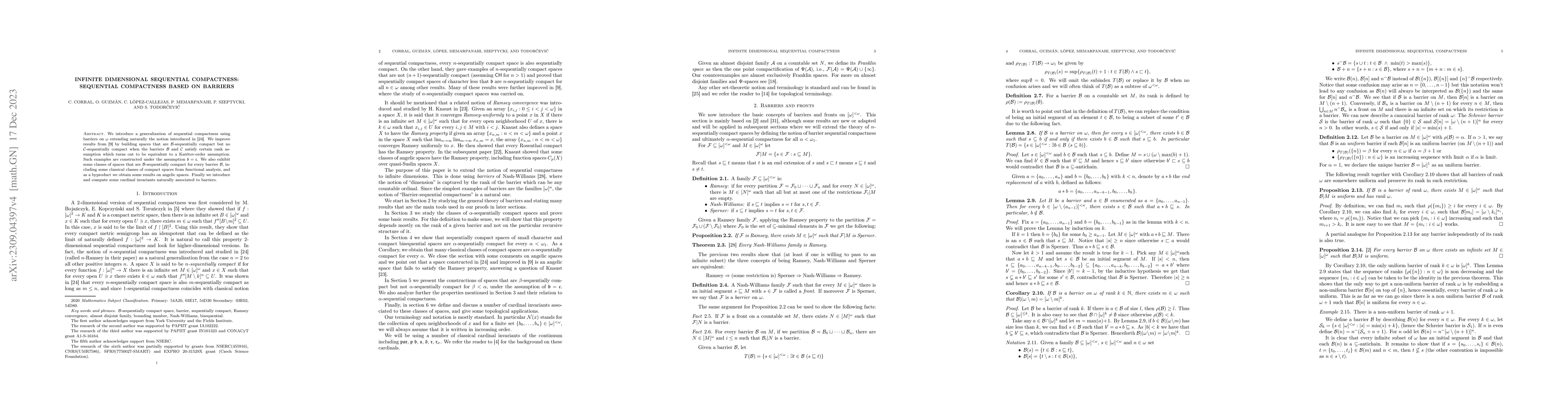 Thumbnail for Infinite dimensional sequential compactness: Sequential compactness
  based on barriers