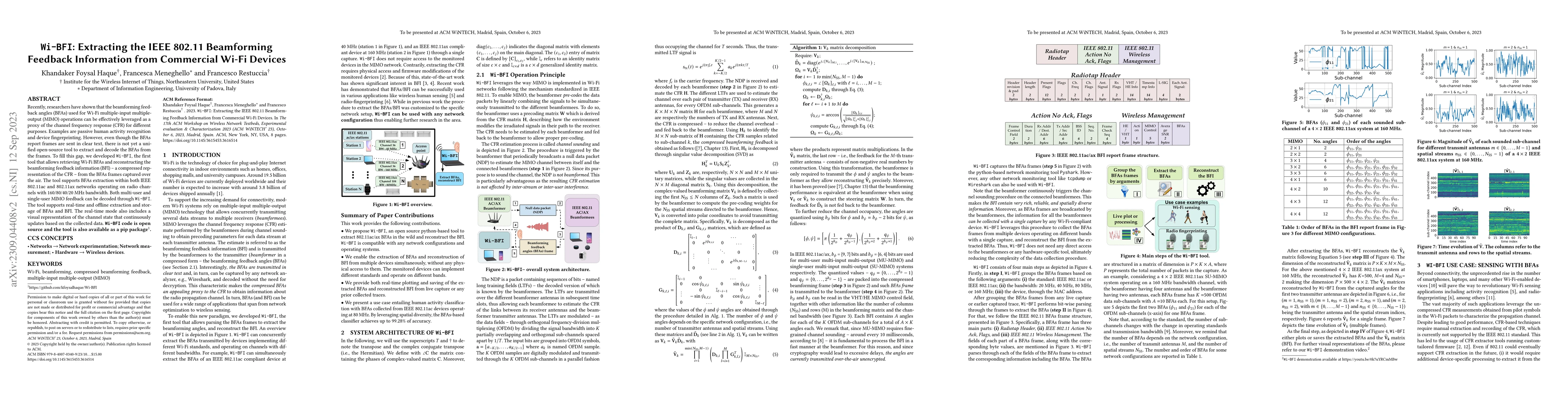 Thumbnail for Wi-BFI: Extracting the IEEE 802.11 Beamforming Feedback Information from
  Commercial Wi-Fi Devices