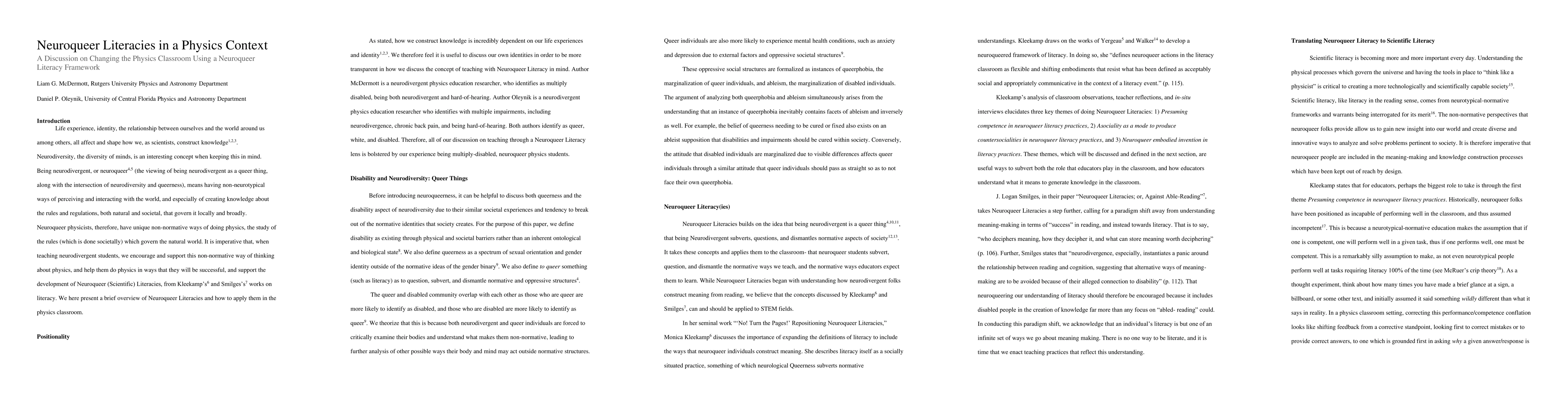 Thumbnail for Neuroqueer Literacies in a Physics Context: A Discussion on Changing the
  Physics Classroom Using a Neuroqueer Literacy Framework