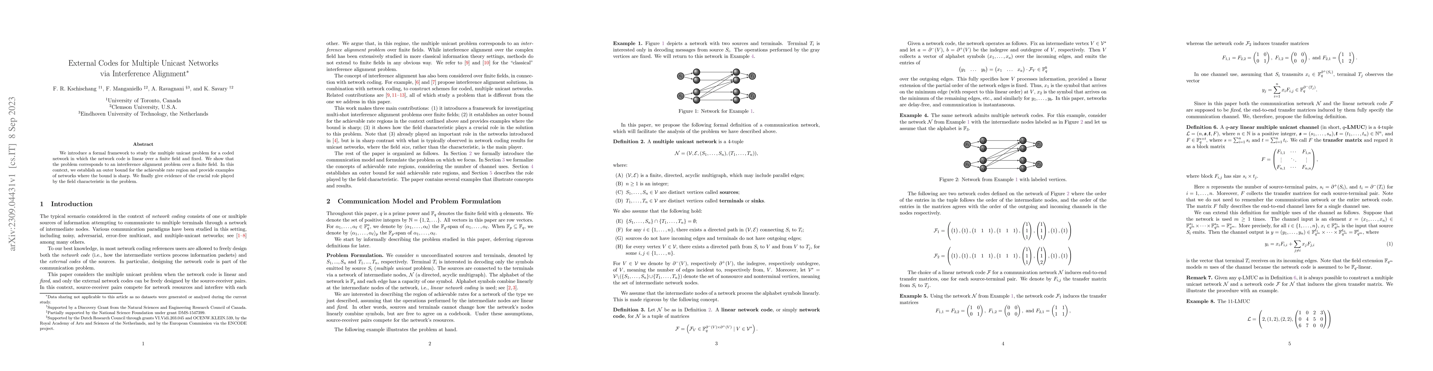 Thumbnail for External Codes for Multiple Unicast Networks via Interference Alignment