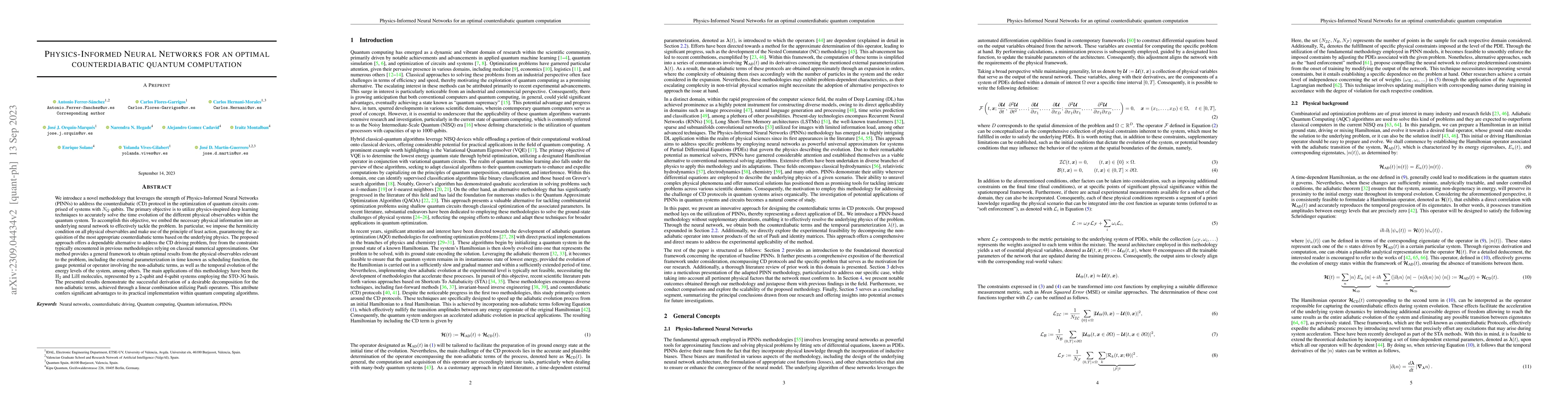 Thumbnail for Physics-Informed Neural Networks for an optimal counterdiabatic quantum
  computation