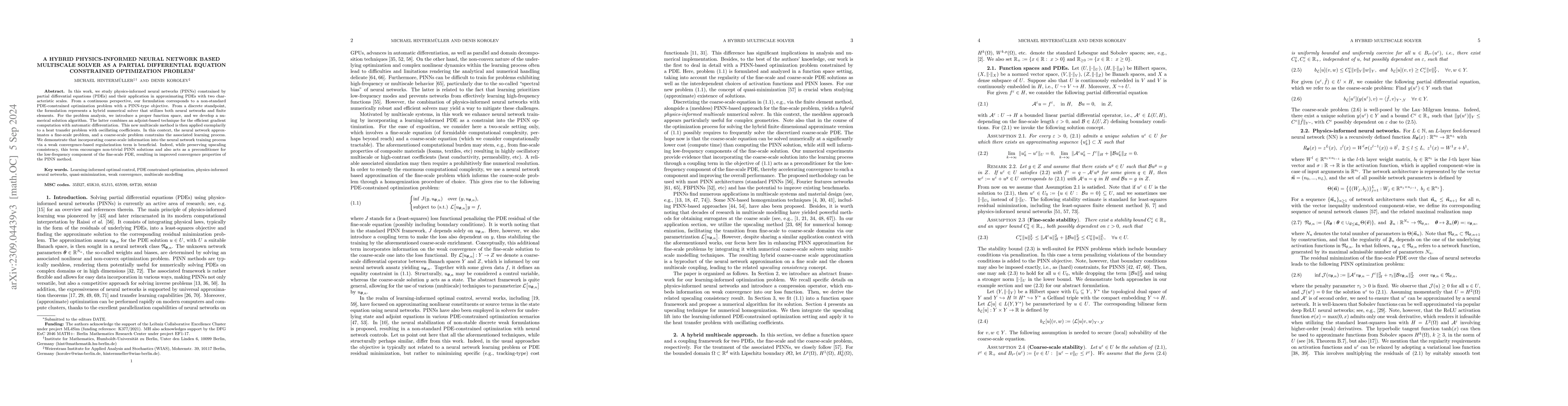 Thumbnail for A hybrid physics-informed neural network based multiscale solver as a
  partial differential equation constrained optimization problem