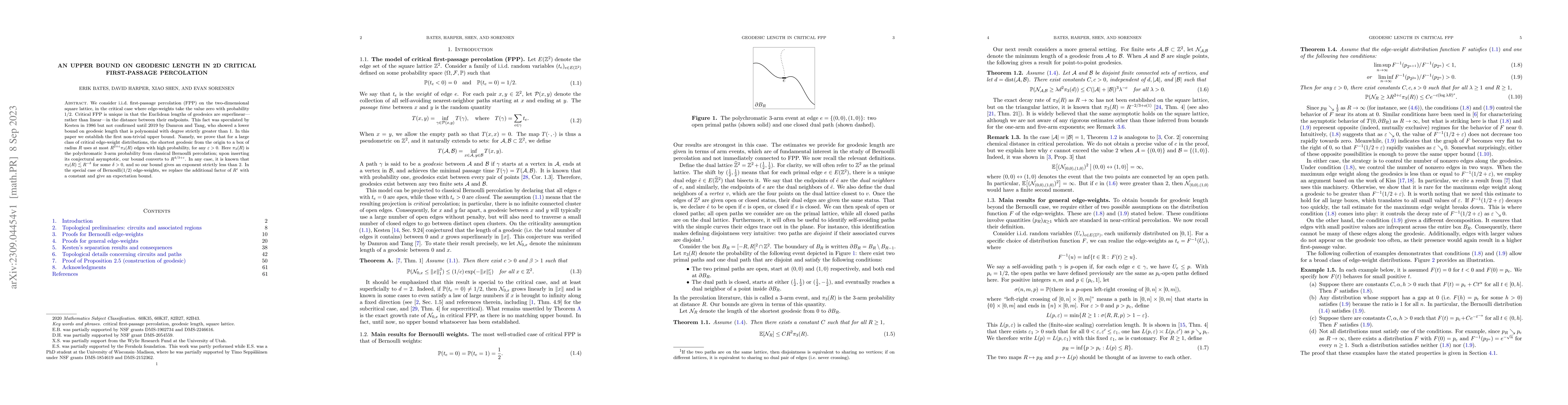 Thumbnail for An upper bound on geodesic length in 2D critical first-passage
  percolation
