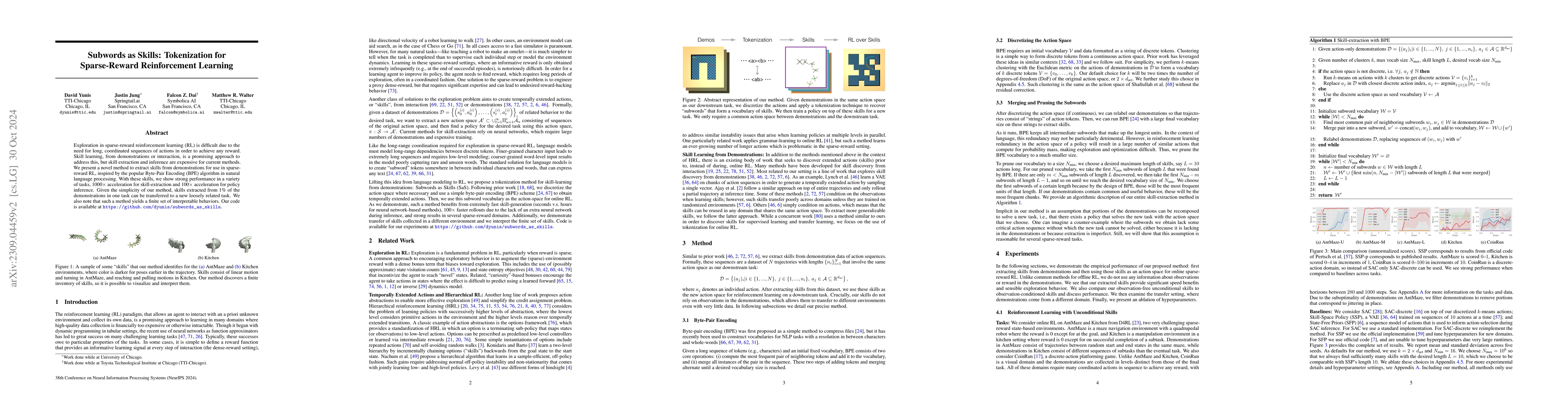 Thumbnail for Subwords as Skills: Tokenization for Sparse-Reward Reinforcement
  Learning