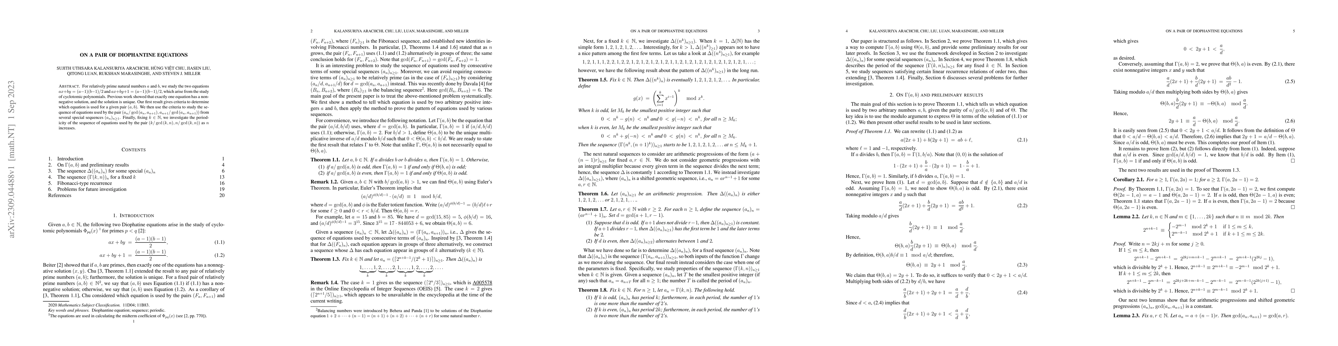 Thumbnail for On a Pair of Diophantine Equations