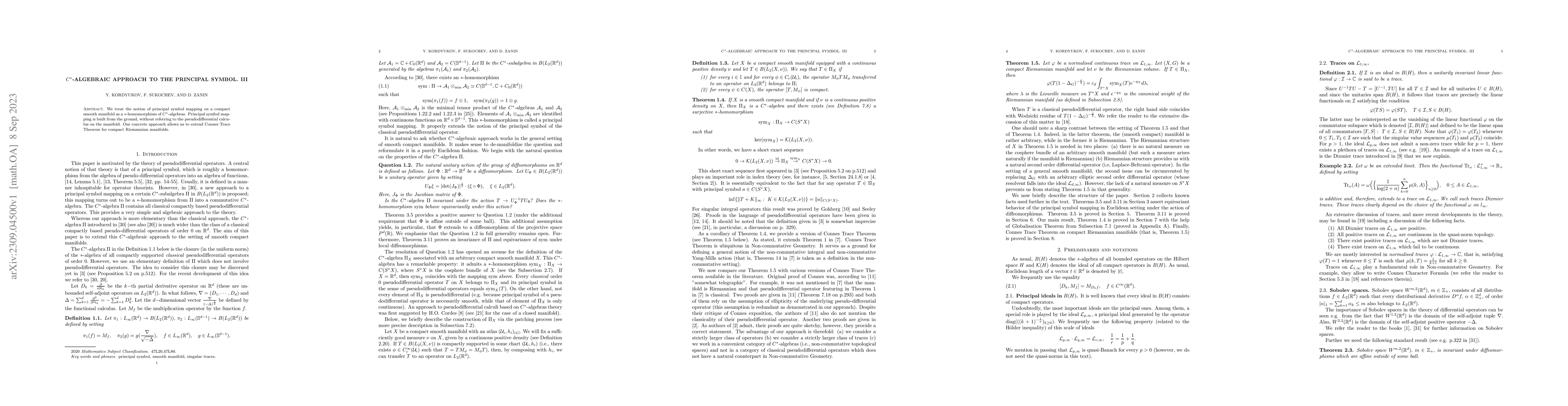 Thumbnail for $C^{\ast}$-algebraic approach to the principal symbol. III