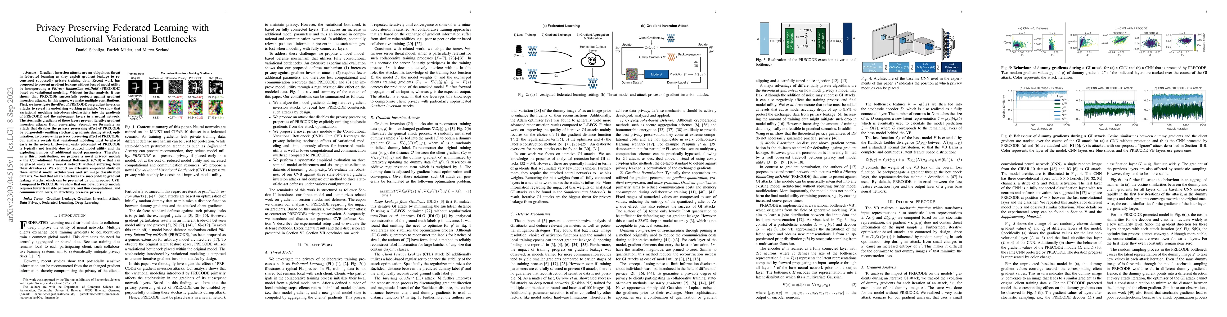 Thumbnail for Privacy Preserving Federated Learning with Convolutional Variational
  Bottlenecks