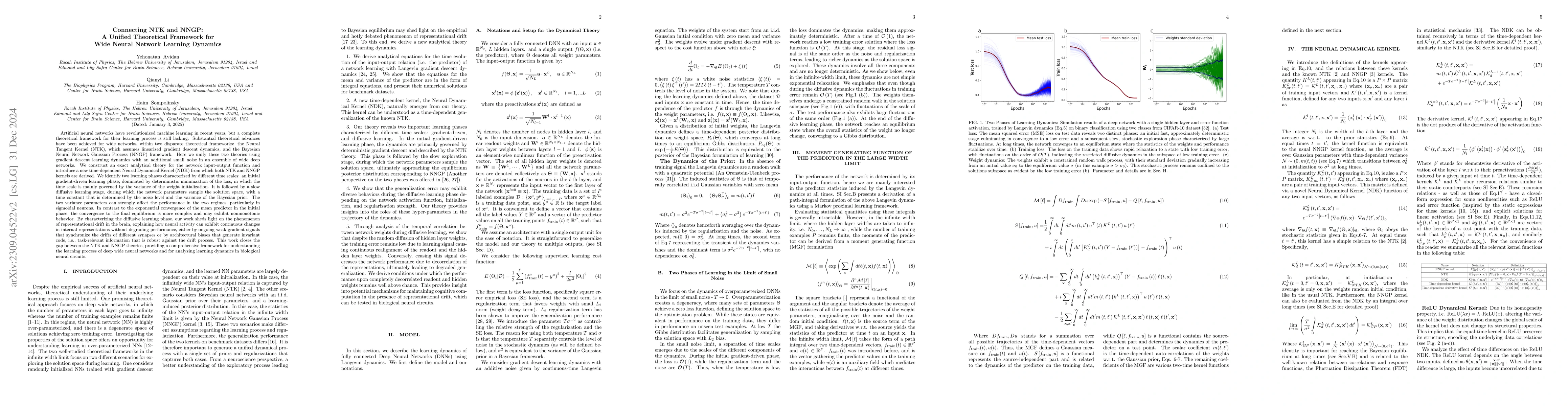Thumbnail for Connecting NTK and NNGP: A Unified Theoretical Framework for Neural
  Network Learning Dynamics in the Kernel Regime