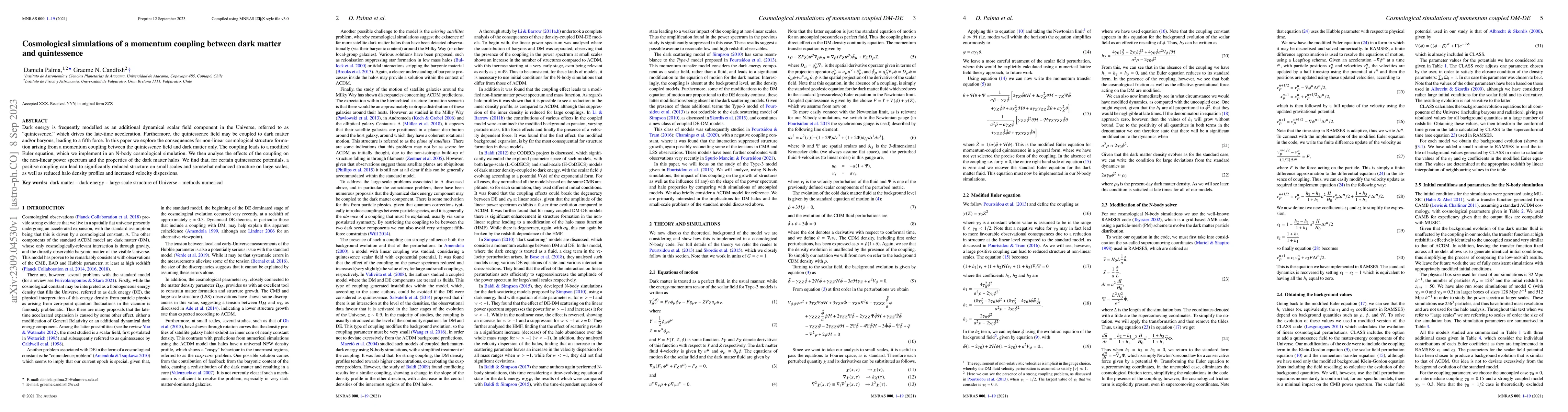 Thumbnail for Cosmological simulations of a momentum coupling between dark matter and
  quintessence